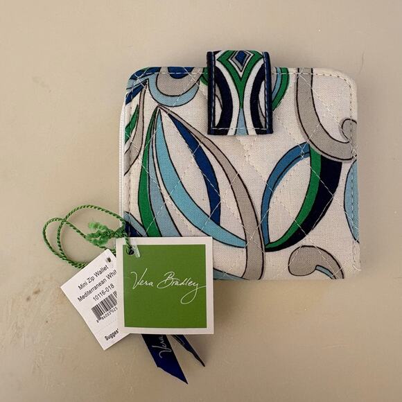 Vera Bradley Accessories - NWT Vera Bradley Mediterranean White Zip Around Mini Zip Wallet New
